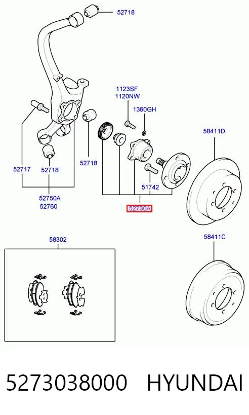 Задняя ступица 5273038000 Hyundai/Kia