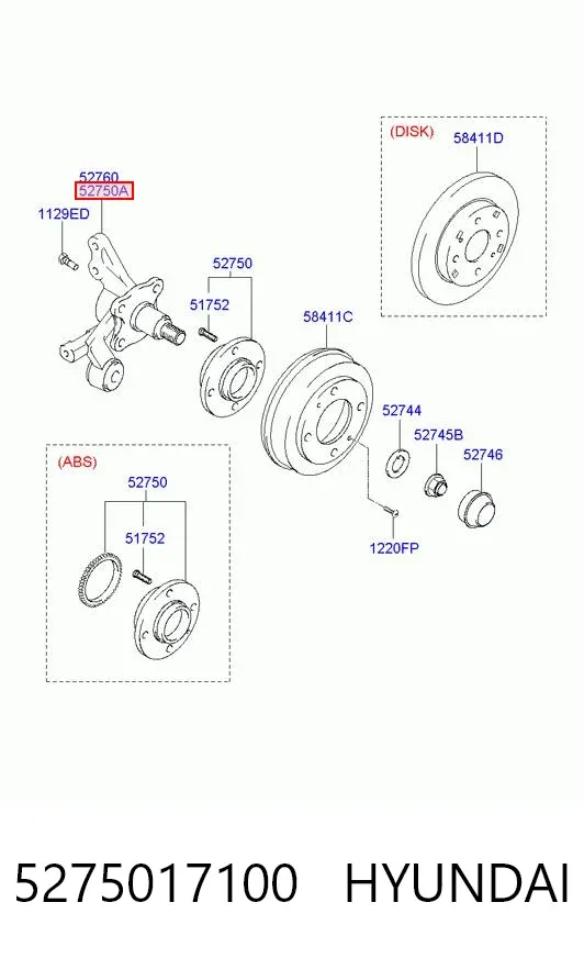 Сайлентблок цапфы задней 5275017100 Hyundai/Kia