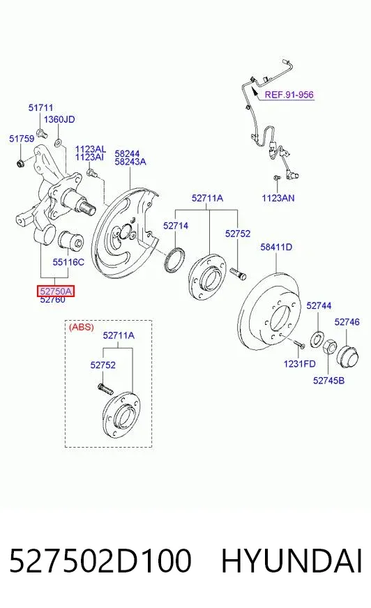 Цапфа задняя левая 527502D100 Hyundai/Kia