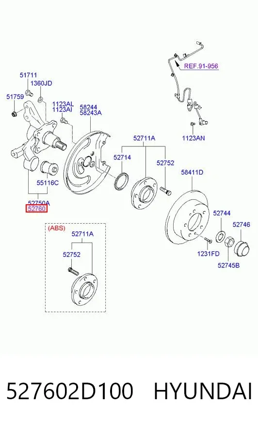 Цапфа задняя правая 527602D100 Hyundai/Kia
