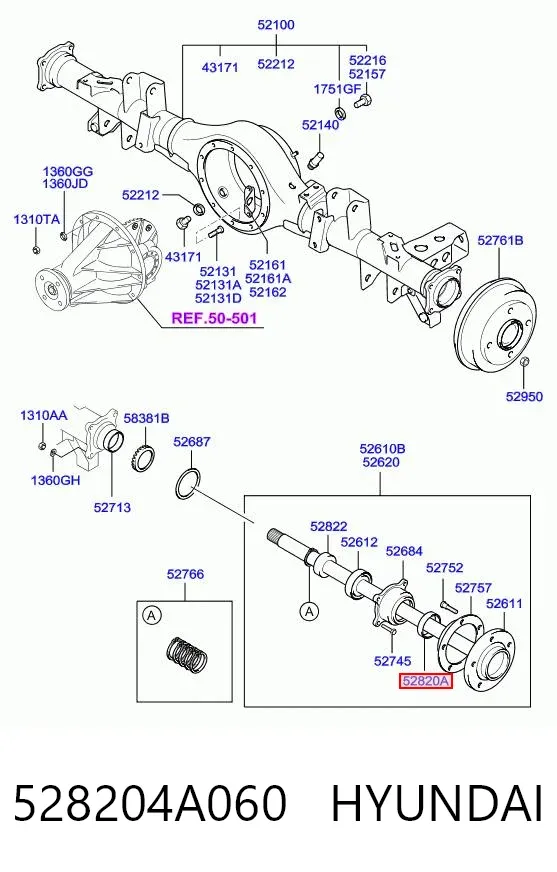 Сальник полуоси заднего моста внешний 528204A060 Hyundai/Kia
