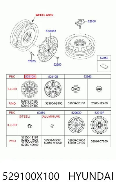 Диски колесные стальные (штампованные) HYUNDAI 529100X100
