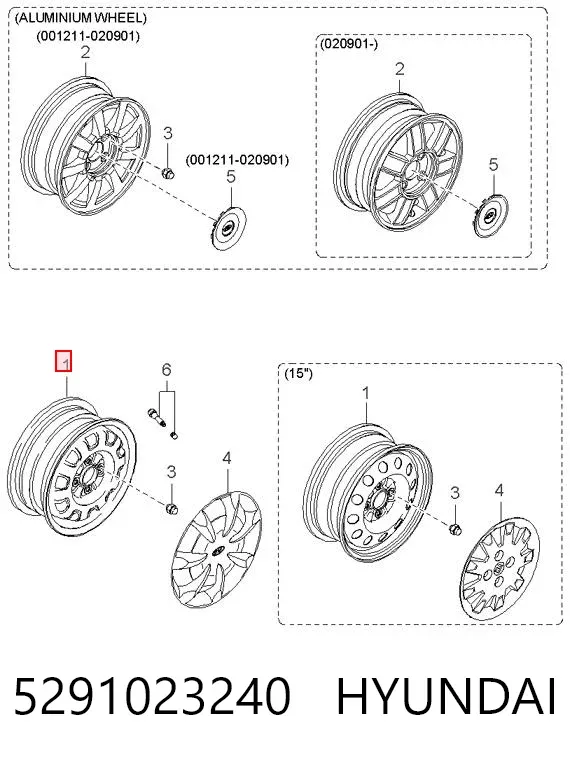 Диски колесные стальные (штампованные) 5291023240 Hyundai/Kia