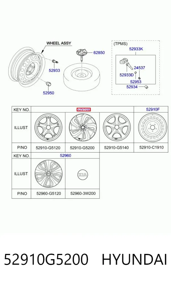 Диски колесные 52910G5200 Hyundai/Kia