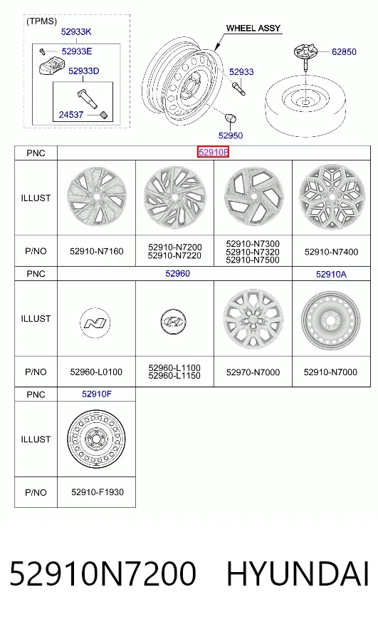 Диски колесные 52910N7200PAC Hyundai/Kia