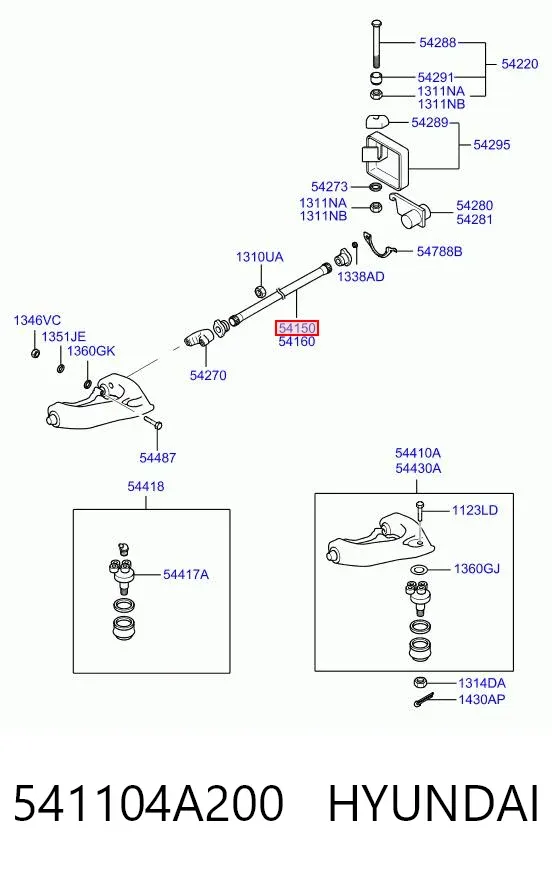 Торсион передний левый 541104A200 Hyundai/Kia