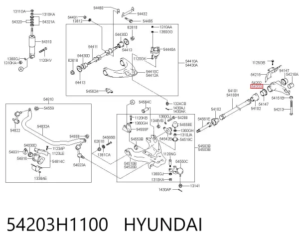Кронштейн торсиона переднего, правый 54203H1100 Hyundai/Kia