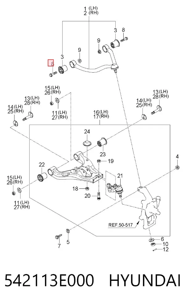 Болт верхнего рычага 542113E000 Hyundai/Kia