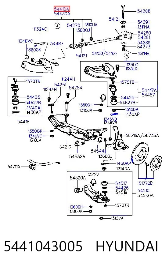 Рычаг передней подвески верхний левый 5441043005 Hyundai/Kia
