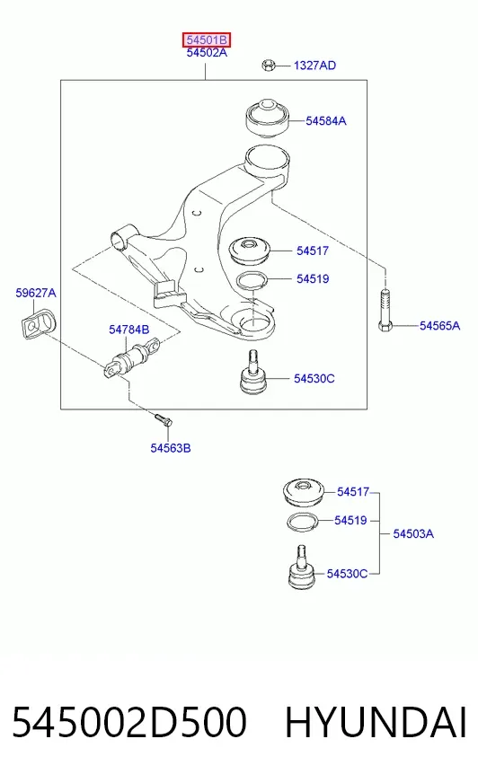 Рычаг передней подвески левый 545002D500 Hyundai/Kia