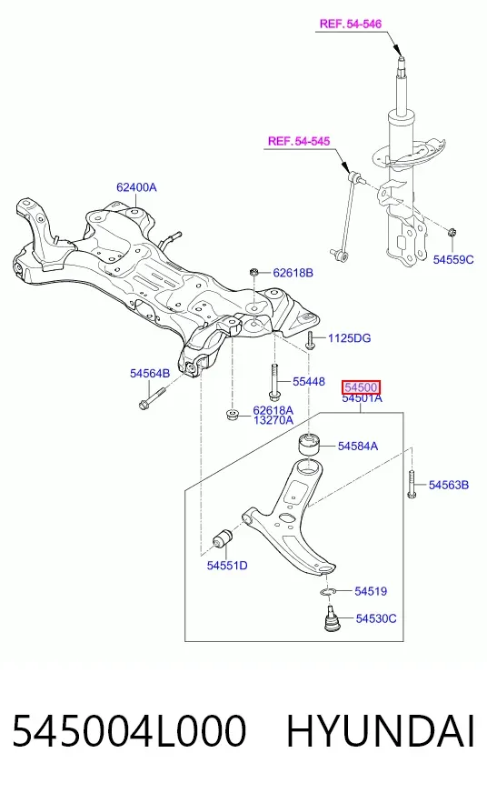 Рычаг передней подвески левый 545004L000 Hyundai/Kia