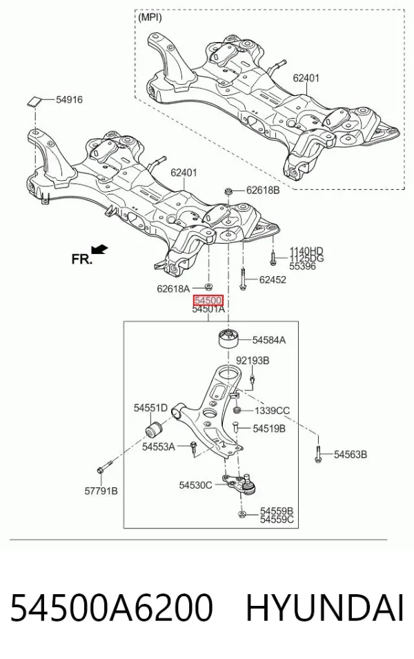 Рычаг передней подвески левый 54500A6200 Hyundai/Kia