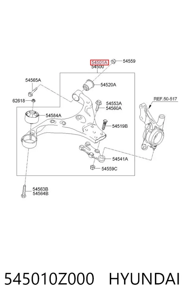 Нижний рычаг 545010Z000 Hyundai/Kia
