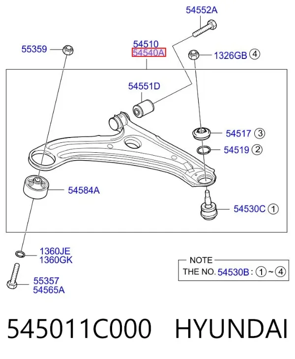 Нижний рычаг 545011C000 Hyundai/Kia