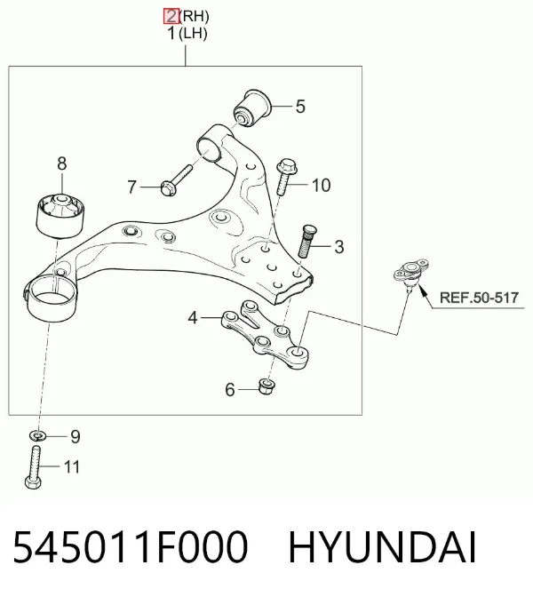 Нижний рычаг 545011F000 Hyundai/Kia