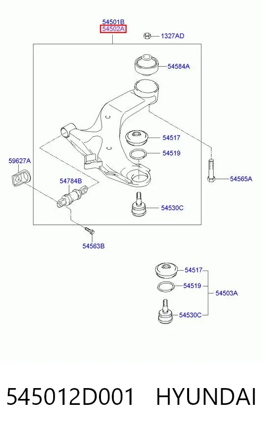 Нижний рычаг 545012D001 Hyundai/Kia