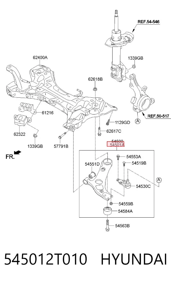 Нижний рычаг 545012T010 Hyundai/Kia