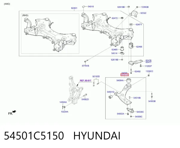 Нижний рычаг 54501C5150 Hyundai/Kia