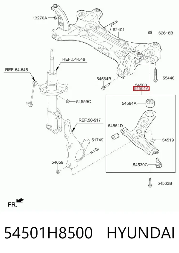 Нижний рычаг 54501H8500 Hyundai/Kia