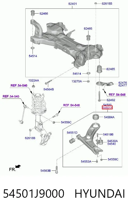 Нижний рычаг 54501J9000 Hyundai/Kia