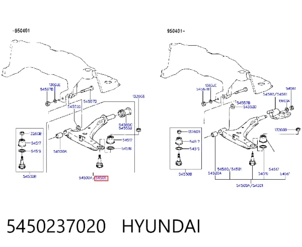 Нижний рычаг 5450237020 Hyundai/Kia