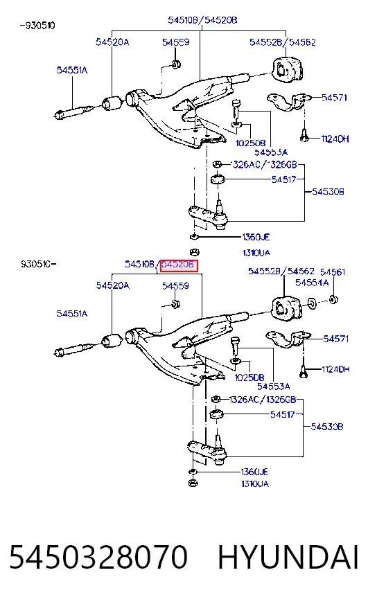 Нижний рычаг Hyundai Lantra I