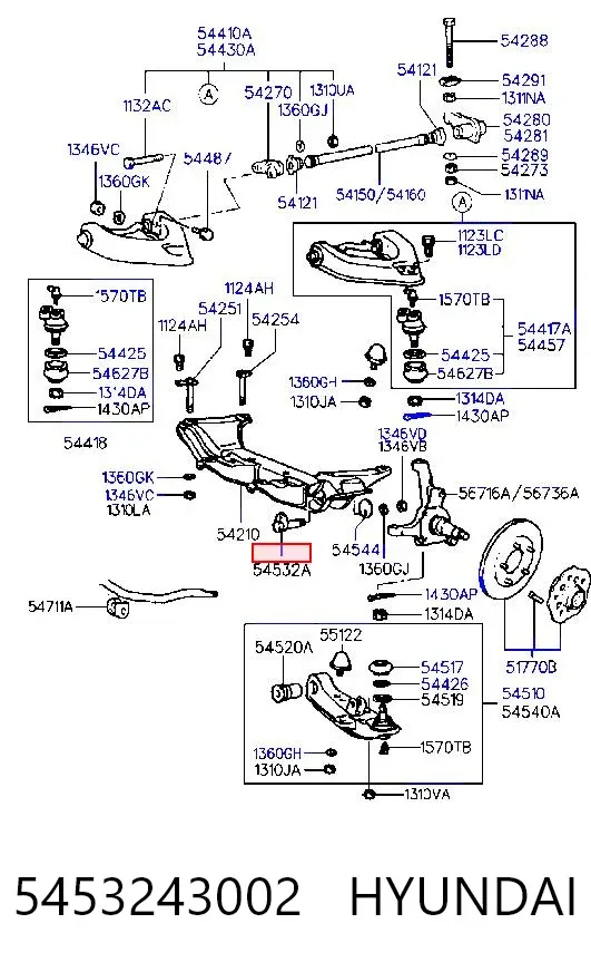 Болт нижнего рычага 5453243002 Hyundai/Kia