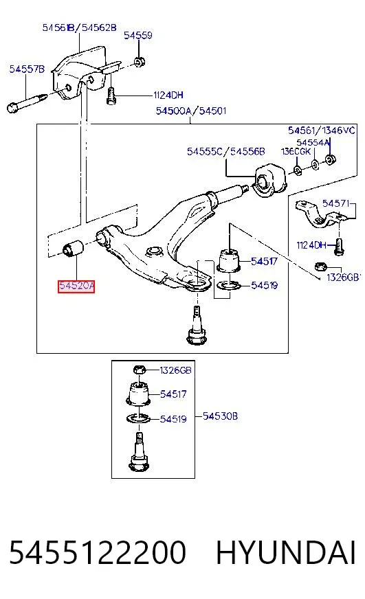 Сайлентблок переднего рычага 5455122200 Hyundai/Kia