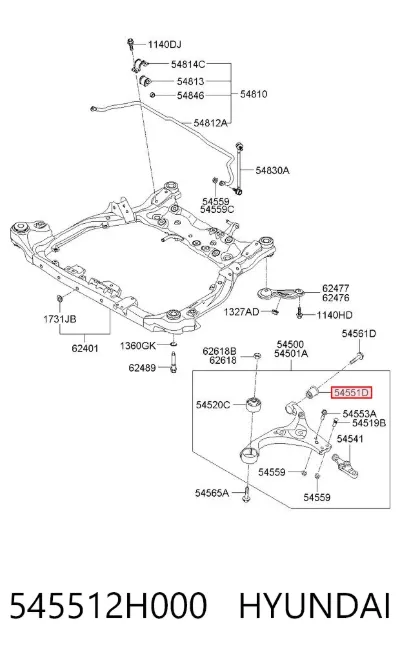 Сайлентблок переднего нижнего рычага HYUNDAI 545512H000