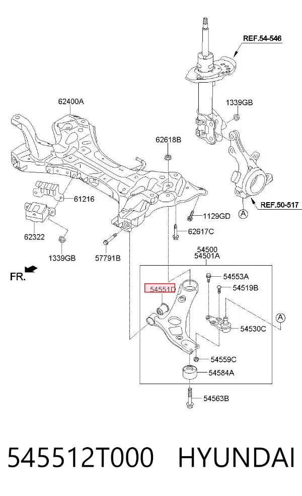 Сайлентблок переднего рычага 545512T000 Hyundai/Kia