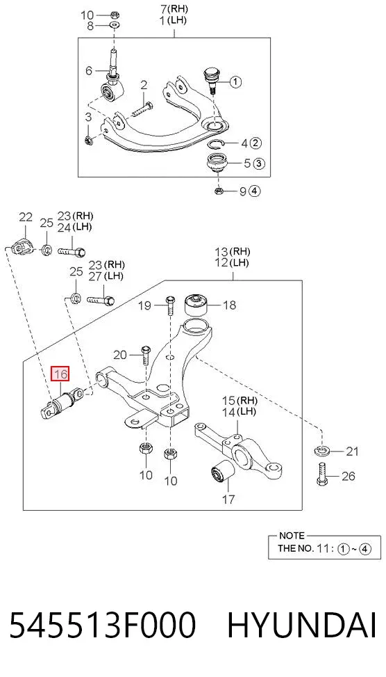 Сайлентблок переднего рычага 545513F000 Hyundai/Kia