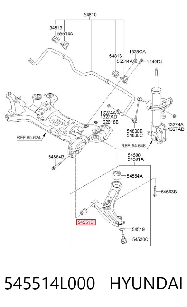 Сайлентблок переднего рычага 545514L000 Hyundai/Kia