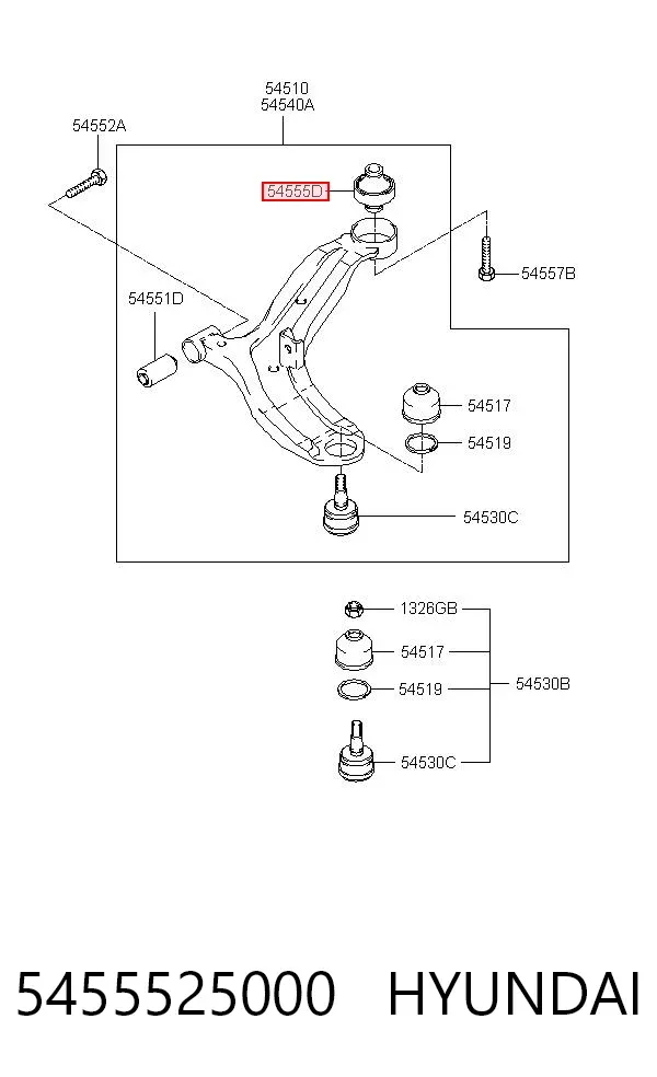 Сайлентблок переднего рычага 5455525000 Hyundai/Kia