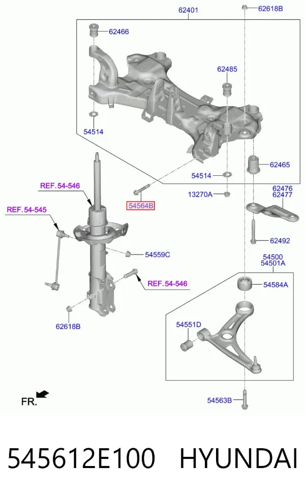 Болт нижнего рычага 545612E100 Hyundai/Kia
