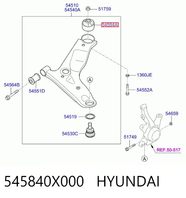 Сайлентблок переднего рычага 545840X000 Hyundai/Kia