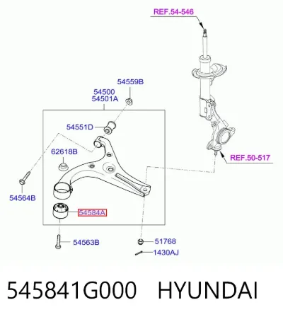 Сайлентблок переднего нижнего рычага HYUNDAI 545841G000