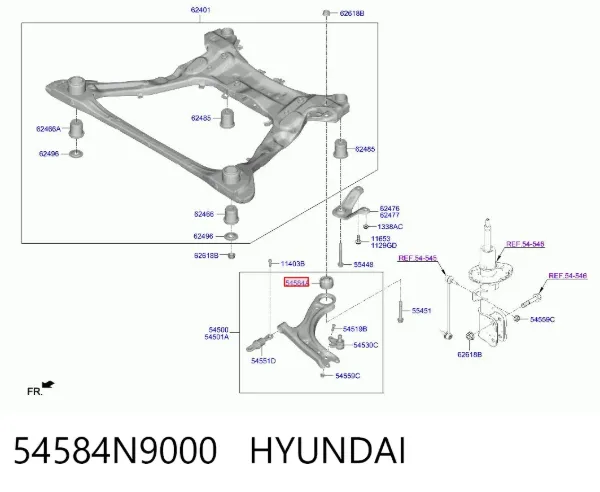 Сайлентблок переднего рычага 54584N9000 Hyundai/Kia
