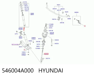 Тяга реактивная передняя/нижняя HYUNDAI 546004A000