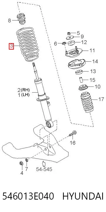 Передняя пружина 546013E040 Hyundai/Kia