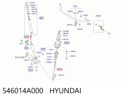 Тяга реактивная передняя/нижняя HYUNDAI 546014A000