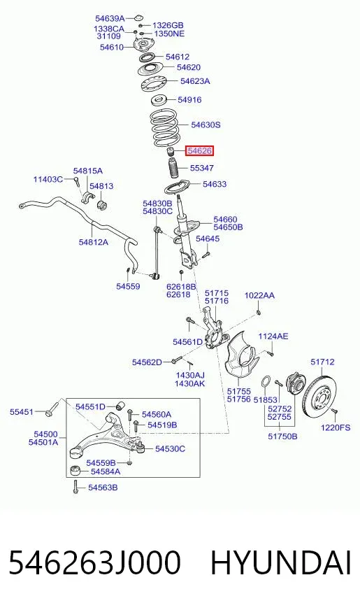 Буфер (отбойник) амортизатора переднего 546263J000 Hyundai/Kia