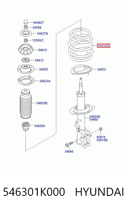 Передняя пружина 546301K000 Hyundai/Kia