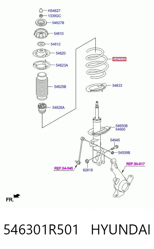 Передняя пружина 546301R501 Hyundai/Kia