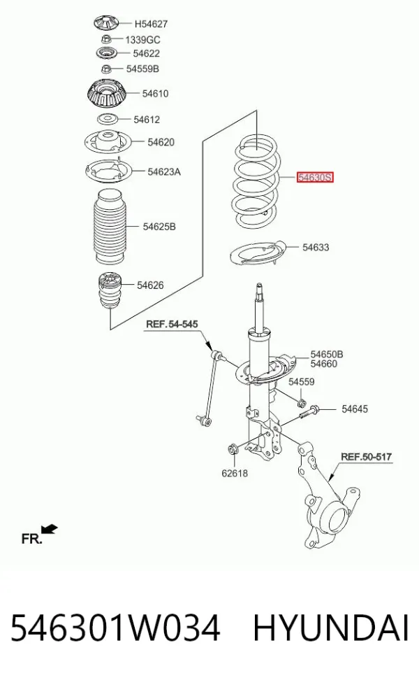 Передняя пружина 546301W034 Hyundai/Kia