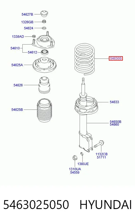 Передняя пружина 5463025050 Hyundai/Kia