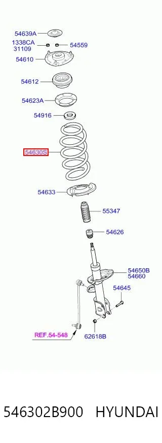Передняя пружина 546302B900 Hyundai/Kia