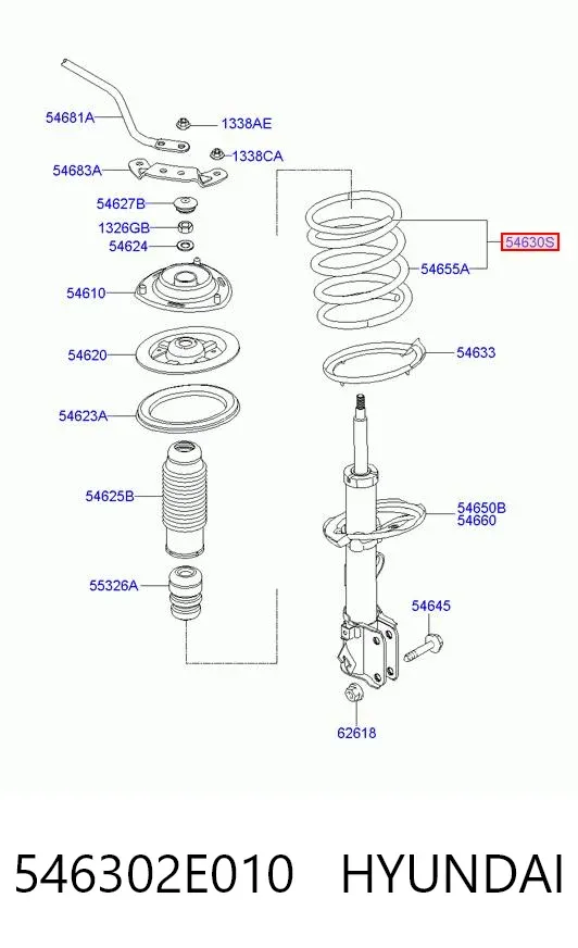 Передняя пружина 546302E010 Hyundai/Kia