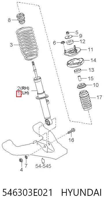 Амортизатор передний левый 546303E021 Hyundai/Kia