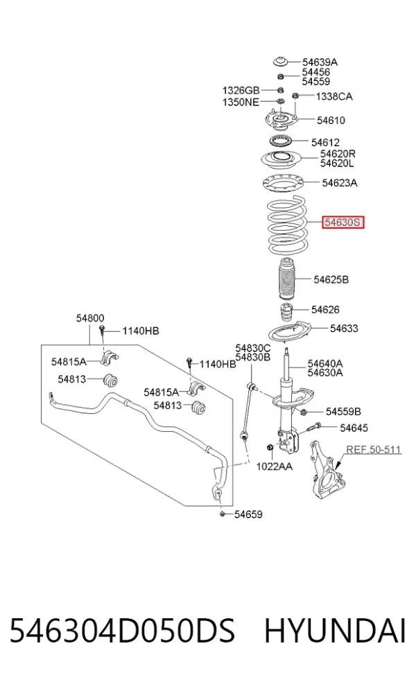 Передняя пружина 546304D050DS Hyundai/Kia