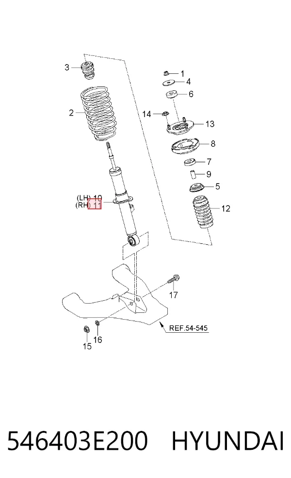 Амортизатор передний правый 546403E200 Hyundai/Kia